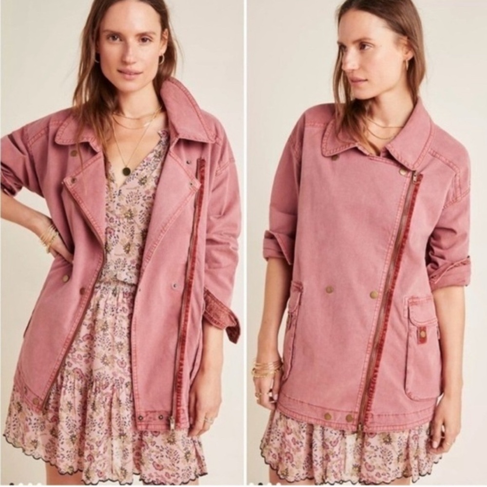 EUC Anthropologie Letty oversized paprika coloured double breasted chore jacket